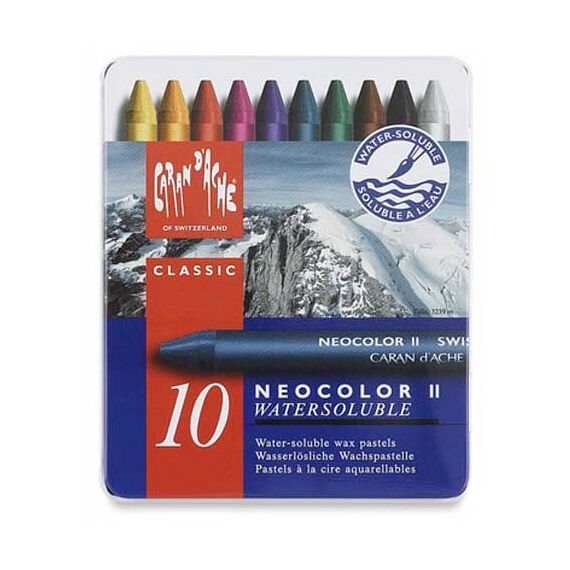 Caran d-Ache NEOCOLOR II 10's Wachspastellkreide Hart Blau, Mehrfarbig 10 Stück(e)