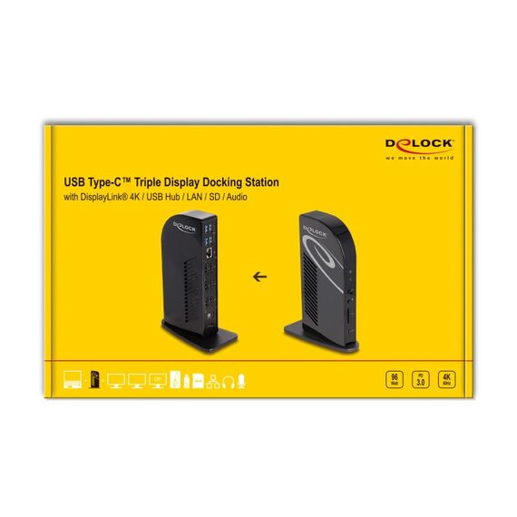 DeLOCK USB Type-C Triple Display Dockingstation mit DisplayLink® 4K / USB Hub / LAN / SD / Audio / PD 96 W, 5 image