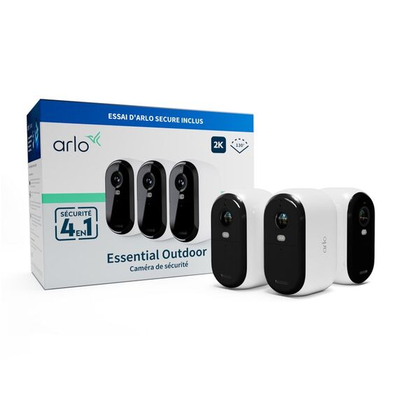 Arlo Essential 2K Outdoor Überwachungskamera, 3er Set