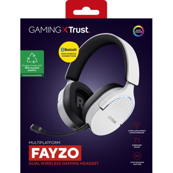 Trust GXT 491W FAYZO Kopfhörer Verkabelt & Kabellos Kopfband Gaming USB Typ-C Bluetooth Schwarz, Weiß, 8 image
