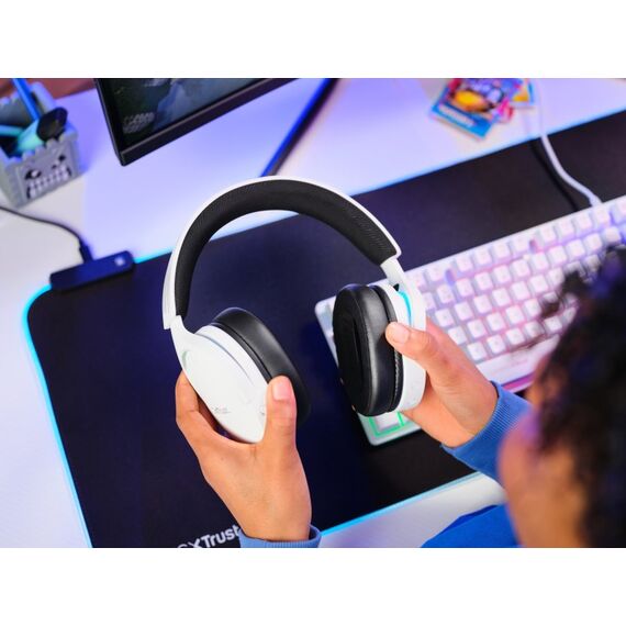 Trust GXT 491W FAYZO Kopfhörer Verkabelt & Kabellos Kopfband Gaming USB Typ-C Bluetooth Schwarz, Weiß, 9 image