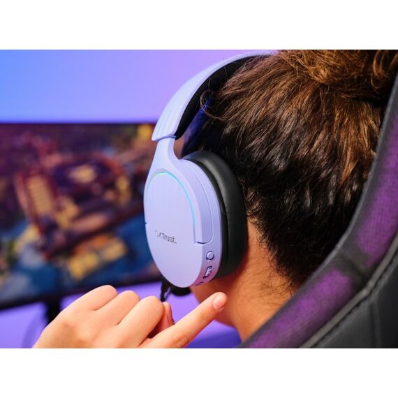 Trust GXT 491P FAYZO Kopfhörer Verkabelt & Kabellos Kopfband Gaming USB Typ-A Bluetooth Schwarz, Violett, 12 image