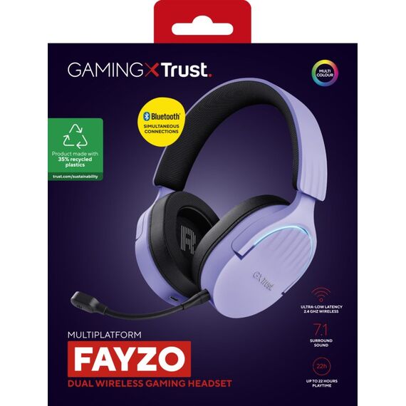 Trust GXT 491P FAYZO Kopfhörer Verkabelt & Kabellos Kopfband Gaming USB Typ-A Bluetooth Schwarz, Violett, 13 image