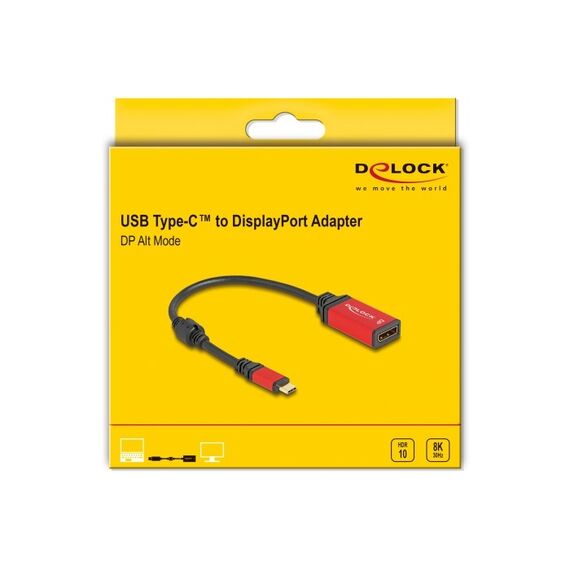 DeLOCK USB Type-C zu DisplayPort Adapter (DP Alt Mode) 8K 30 Hz mit HDR Funktion rot, 3 image