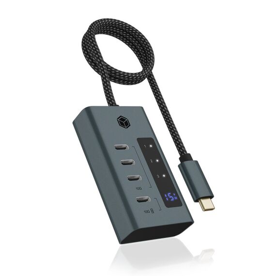 ICY BOX IB-HUB1454-C31, 4 Port Type-C USB 3.2 Gen 2 Type-C Hub, Aluminiumgehäuse