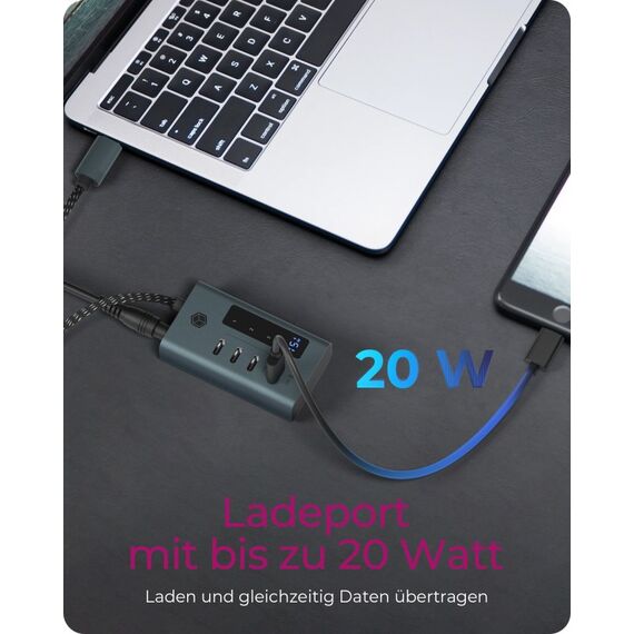 ICY BOX IB-HUB1454-C31, 4 Port Type-C USB 3.2 Gen 2 Type-C Hub, Aluminiumgehäuse, 4 image
