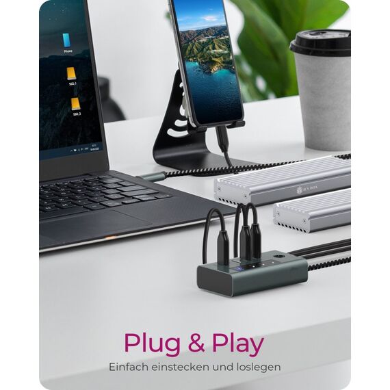 ICY BOX IB-HUB1454-C31, 4 Port Type-C USB 3.2 Gen 2 Type-C Hub, Aluminiumgehäuse, 5 image