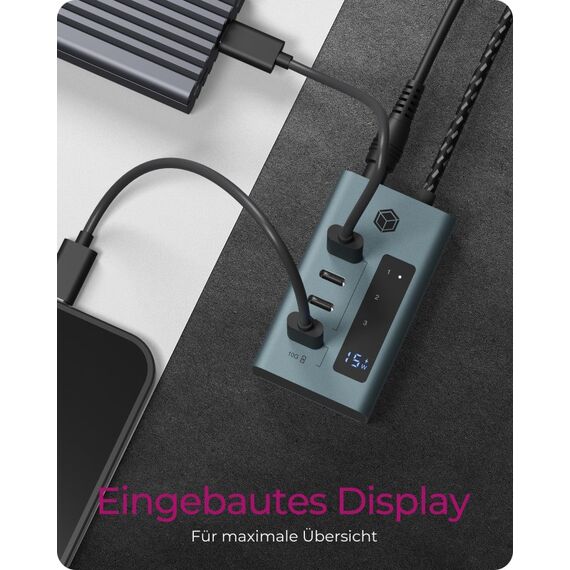 ICY BOX IB-HUB1454-C31, 4 Port Type-C USB 3.2 Gen 2 Type-C Hub, Aluminiumgehäuse, 6 image
