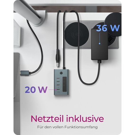 ICY BOX IB-HUB1454-C31, 4 Port Type-C USB 3.2 Gen 2 Type-C Hub, Aluminiumgehäuse, 7 image