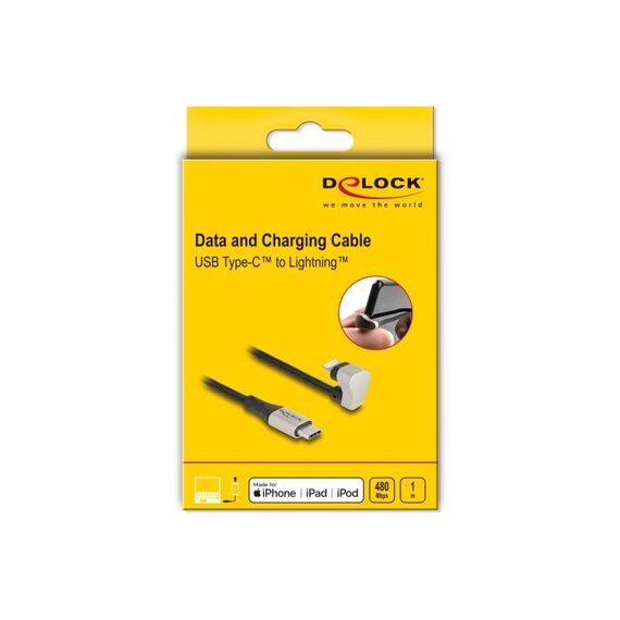 DeLOCK Daten- und Ladekabel USB Type-C™ zu Lightning™ für iPhone™ und iPad™ 180° gewinkelt 1 m MFi, 7 image