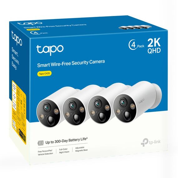 TP-Link Tapo C425 4-Pack Patrone (Form) IP-Sicherheitskamera Draußen 2560 x 1440 Pixel Decke/Wand, 6 image