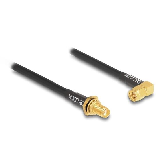 DeLOCK Antennenkabel SMA Buchse zum Einbau spritzwassergeschützt zu SMA Stecker 90° RG-58 30 cm