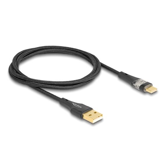 DeLOCK USB 2.0 Kabel Typ-A Stecker zu USB Type-C Stecker mit Schnellladefunktion 60 W transparent 1 m, Länge: 1 m