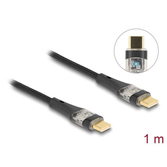 DeLOCK USB 2.0 Schnellladekabel USB Type-C Stecker zu Stecker transparent PD 3.0 100 W 1 m, Länge: 1 m, 2 image