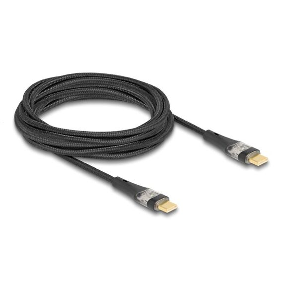 DeLOCK USB 2.0 Schnellladekabel USB Type-C Stecker zu Stecker transparent PD 3.0 100 W 3 m, Länge: 3 m