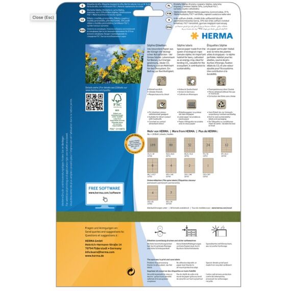 HERMA 10759 selbstklebendes Etikett Rechteck Permanent Braun 140 Stück(e)