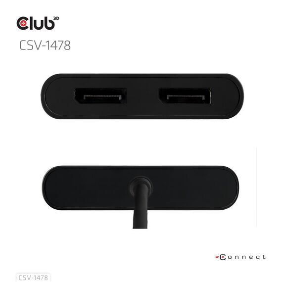 CLUB3D USB Type-C (with USB Type-A adapter) to dual DisplayPort™(4K60Hz) Video Splitter, 6 image