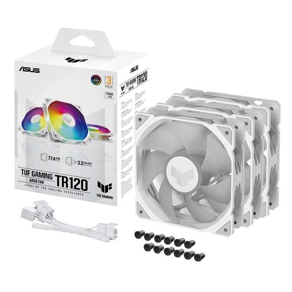 ASUS TUF GAMING TR120 ARGB 3IN1 White Computergehäuse Luftkühlung 12 cm Weiß, Farbe: Weiß, 8 image
