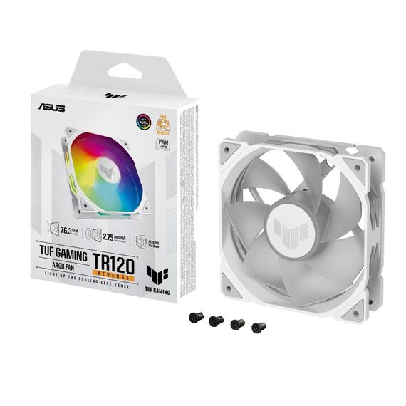 ASUS TUF GAMING TR120 ARGB REVERSE 1-pack White Computergehäuse Ventilator 12 cm Weiß, 7 image