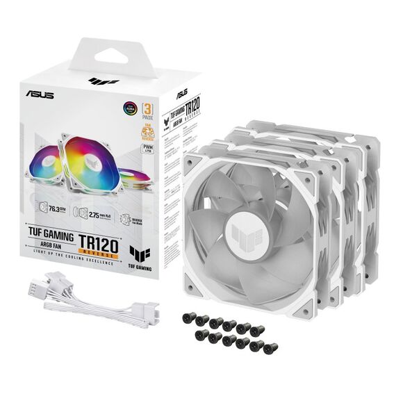 ASUS TUF GAMING TR120 ARGB REVERSE 3IN1 White Computergehäuse Ventilator 12 cm Weiß, 7 image