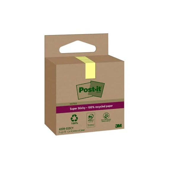 Post-It 7100284575 Klebezettel Quadratisch Gelb 70 Blätter Selbstklebend, Farbe: Gelb