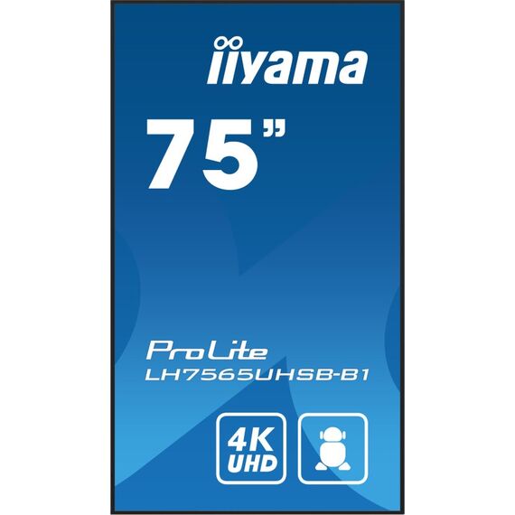 iiyama LH7565UHSB-B1 Signage-Display Kiosk-Design 189,2 cm (74.5") LED WLAN 800 cd/m² 4K Ultra HD Schwarz Eingebauter Prozessor Android 11 24/7, 3 image