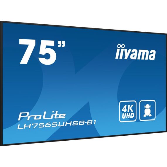 iiyama LH7565UHSB-B1 Signage-Display Kiosk-Design 189,2 cm (74.5") LED WLAN 800 cd/m² 4K Ultra HD Schwarz Eingebauter Prozessor Android 11 24/7, 4 image