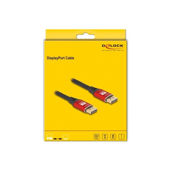 DeLOCK DisplayPort Kabel 8K 60 Hz 1 m rot Metall, Farbe: Schwarz, Rot, Länge: 1 m, 3 image