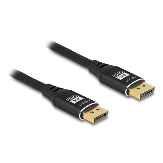 DeLOCK DisplayPort Kabel 8K 60 Hz 1 m schwarz Metall, Farbe: Schwarz, Länge: 1 m