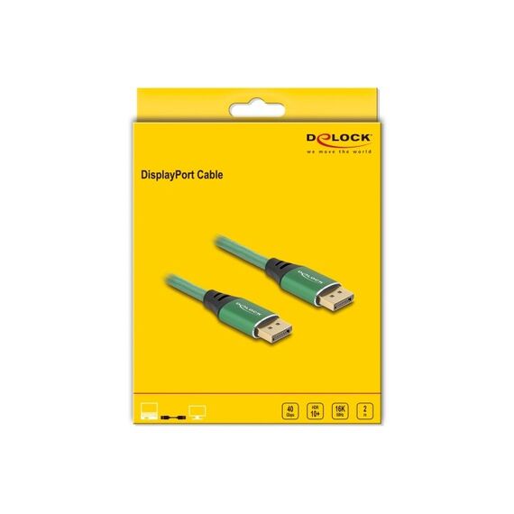 DeLOCK DisplayPort Kabel 16K 60 Hz 2 m grün Metall, Farbe: Grün, Länge: 2 m, 2 image