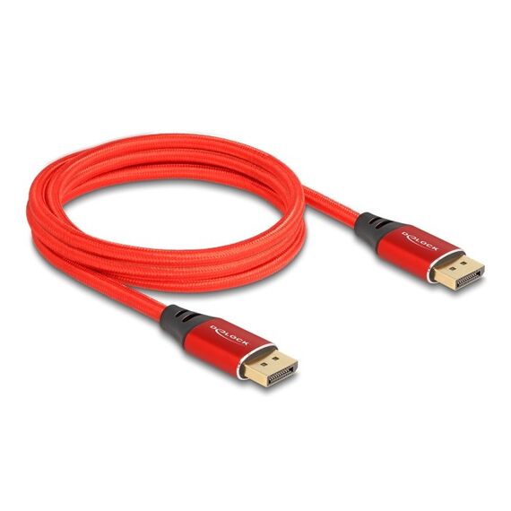 DeLOCK DisplayPort Kabel 16K 60 Hz 2 m rot Metall, Farbe: Rot, Länge: 2 m