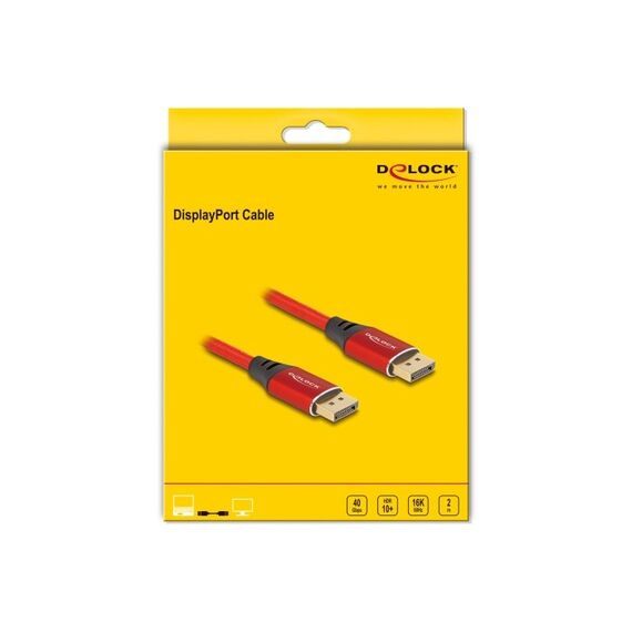 DeLOCK DisplayPort Kabel 16K 60 Hz 2 m rot Metall, Farbe: Rot, Länge: 2 m, 2 image