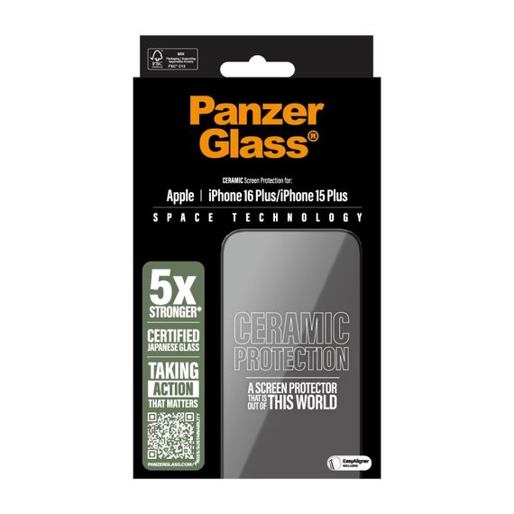 PanzerGlass ® Ceramic Displayschutz iPhone 16 Plus | 15 Plus | Ultra-Wide Fit m. EasyAligner, 3 image
