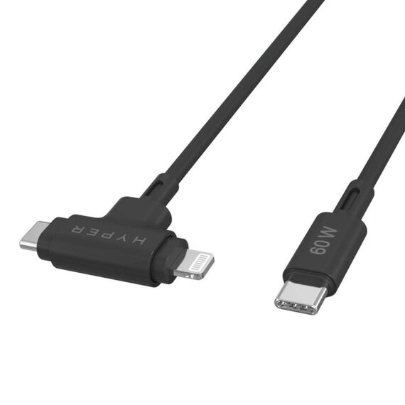 HYPER HyperJuice USB Kabel USB 2.0 1,5 m USB C USB C/Lightning 60 W Schwarz, 5 image