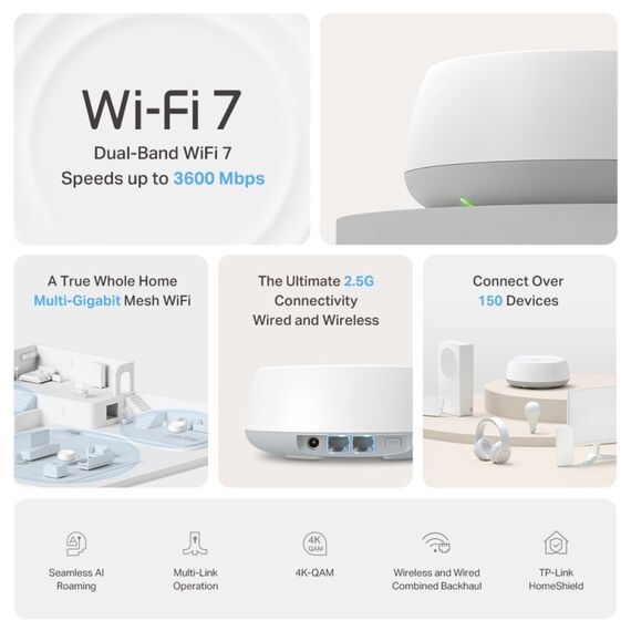TP-Link DECO BE25(2-PACK) Mesh-WLAN-System Dual-Band (2,4 GHz/5 GHz) Wi-Fi 7 (802.11be) Weiß Intern, 3 image