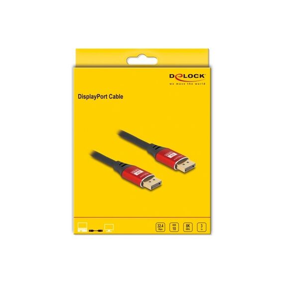 DeLOCK DisplayPort Kabel 8K 60 Hz 3 m rot Metall, Farbe: Schwarz, Rot, Länge: 3 m, 3 image