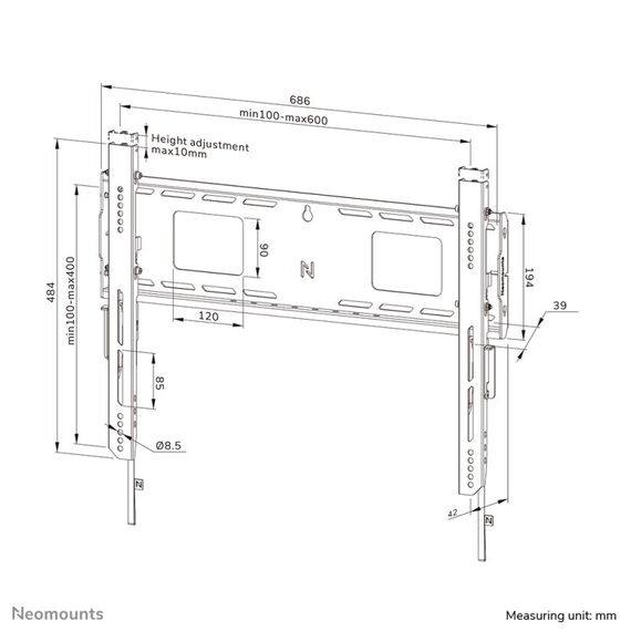 Neomounts WL30-750BL16 Schwerlast-Wandhalterung 42-86" - fest - abschließbar - schnelle Installation - TÜV, 13 image