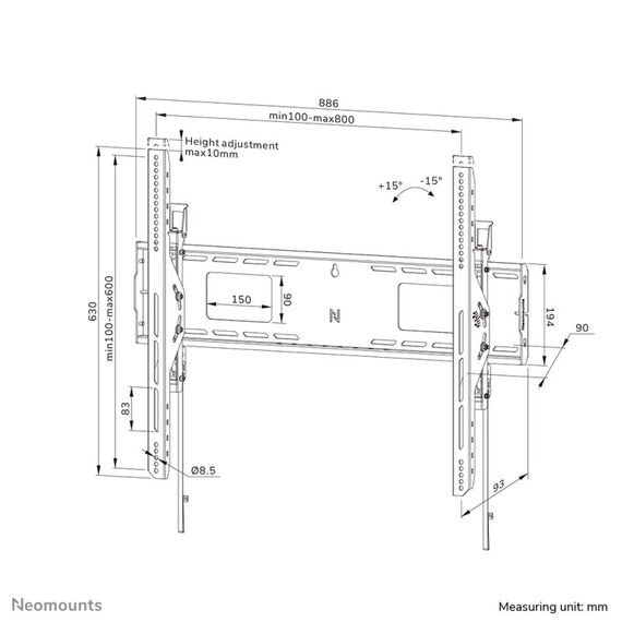 Neomounts WL35-750BL18 Schwerlast-Wandhalterung 55-98" - neigbar - abschließbar - schnelle Installation - TÜV, 15 image