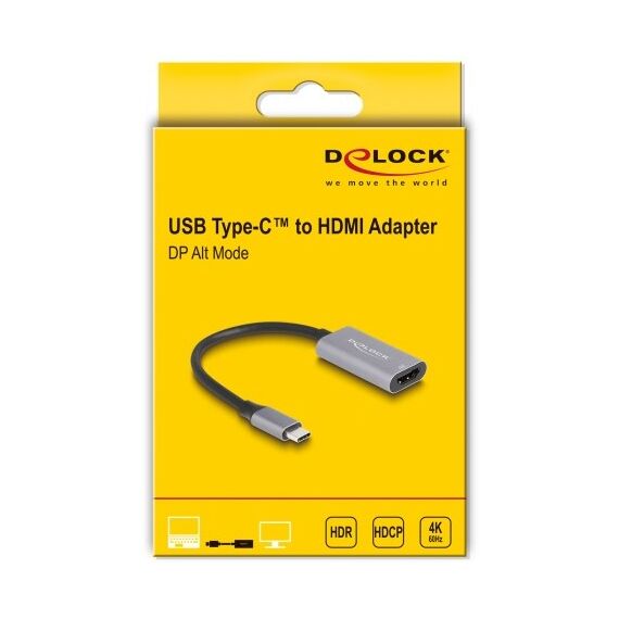 DeLOCK 60020 HDMI-Kabel 0,15 m HDMI Typ A (Standard) USB Typ-C Schwarz, Grau, 3 image