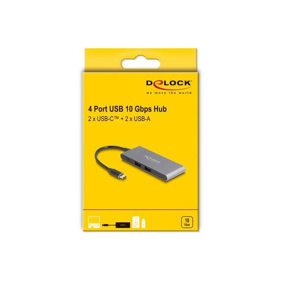 DeLOCK 4 Port USB Type-C Hub mit 2 x USB Typ-A und 2 x USB Type-C 10 Gbps, 3 image