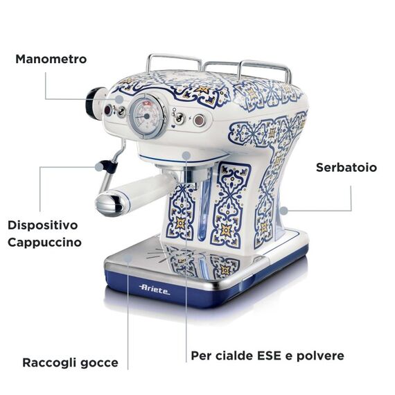 Ariete 1389/1C Manuell Espressomaschine 0,9 l, Farbe: Weiß, Hellblau, 5 image
