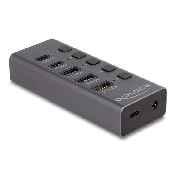 DeLOCK 64248 Schnittstellen-Hub USB 3.2 Gen 1 (3.1 Gen 1) Type-C 5000 Mbit/s Grau