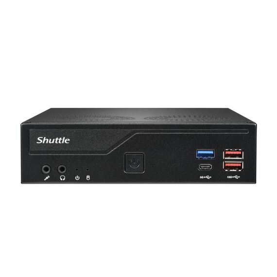 Shuttle Slim PC DH770 , S1700, 2x HDMI, 2x DP , 2x 2.5G LAN, 2x COM, 8x USB, 1x 2.5", 2x M.2, 24/7 Dauerbetrieb, inkl. VESA