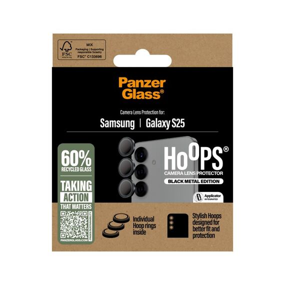 PanzerGlass ® Hoops® Kameraschutz Schwarz Samsung Galaxy S25, Farbe: Schwarz, 3 image