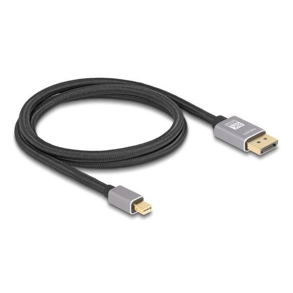 DeLOCK Mini DisplayPort zu DisplayPort Kabel 8K 60 Hz 1 m grau Metall ohne Einrastfunktion, Farbe: Grau, Länge: 1 m