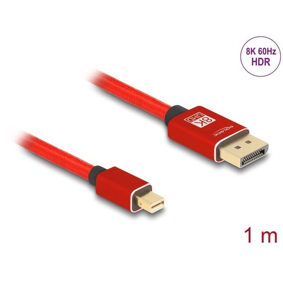 DeLOCK Mini DisplayPort zu DisplayPort Kabel 8K 60 Hz 1 m rot Metall ohne Einrastfunktion, Farbe: Rot, Länge: 1 m, 2 image