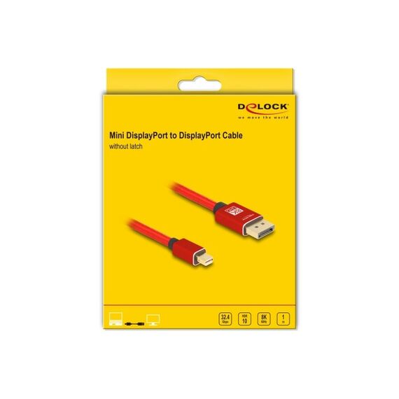 DeLOCK Mini DisplayPort zu DisplayPort Kabel 8K 60 Hz 1 m rot Metall ohne Einrastfunktion, Farbe: Rot, Länge: 1 m, 3 image