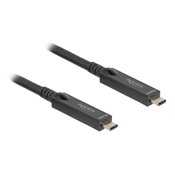 DeLOCK 84258 USB Kabel USB 3.2 Gen 2 (3.1 Gen 2) 15 m USB C 10 Gbit/s 60 W Schwarz, Farbe: Schwarz, Länge: 15 m