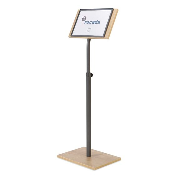 Rocada NAT0706 Zeichenhalter und Informationsstand A3 Melamin, Stahl Schwarz, Weiß, Holz