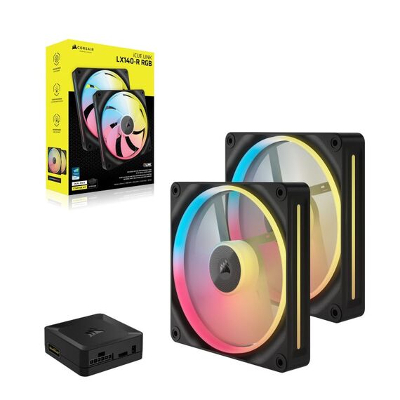 Corsair iCUE LINK LX140-R RGB Computergehäuse Ventilator 14 cm Schwarz 2 Stück(e), 3 image